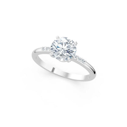 Diamond Accented Round Solitaire Engagement Ring - Round