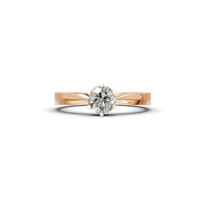Six-Prong Round Diamond Engagement Ring with a Pinched Shank - Round