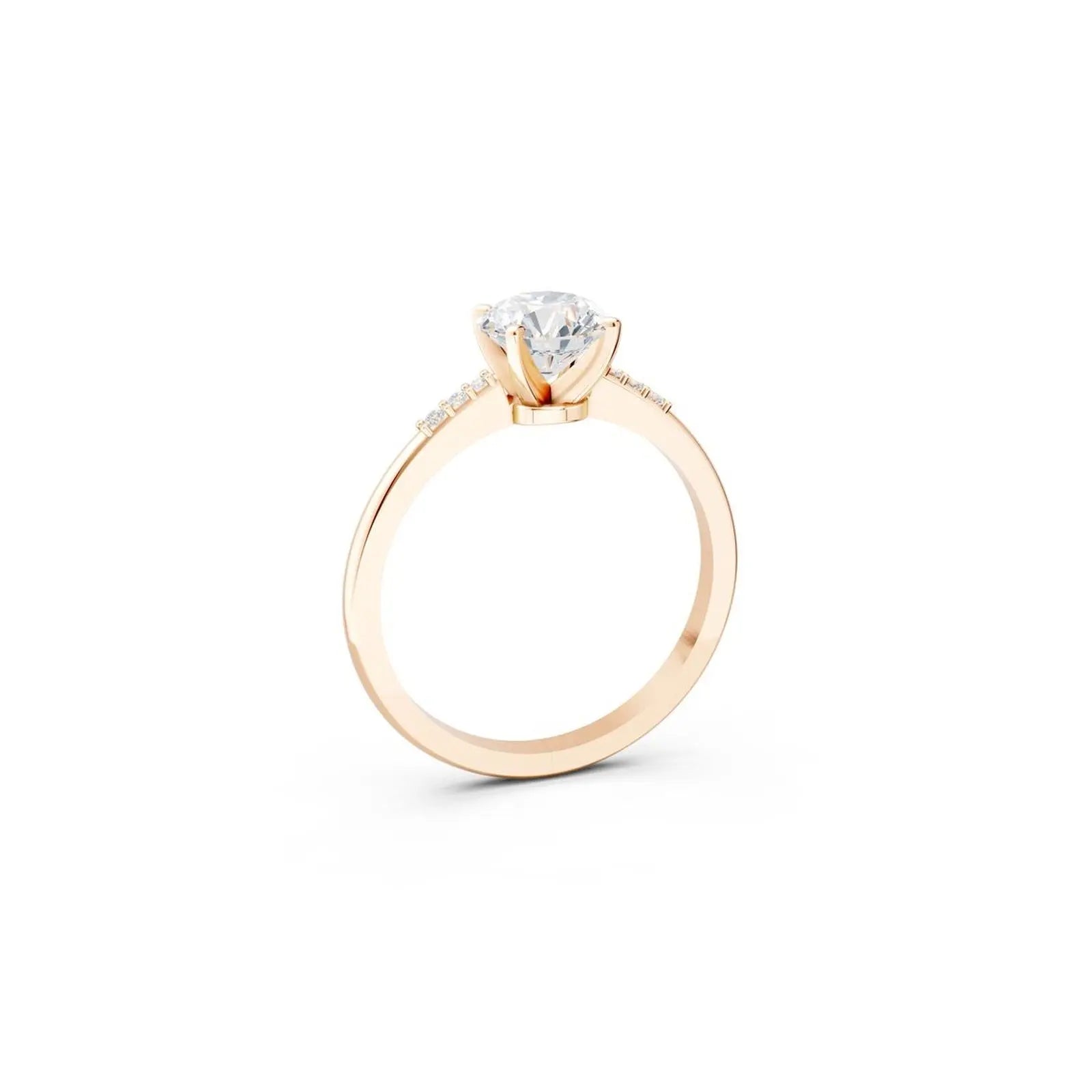 Diamond Accented Round Solitaire Engagement Ring - Round