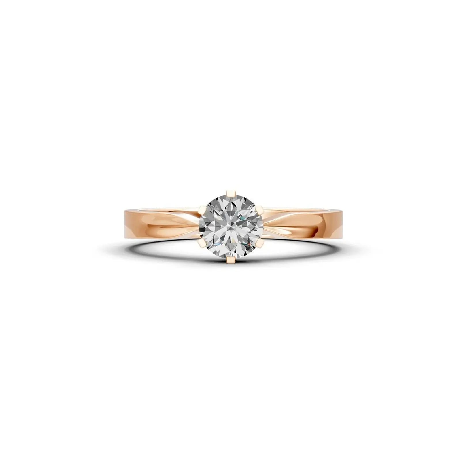 Six-Prong Round Diamond Engagement Ring with a Pinched Shank - Round