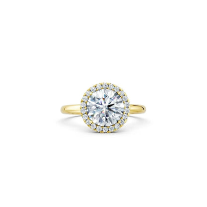 Round Diamond Halo Engagement Ring with Plain Band - Round