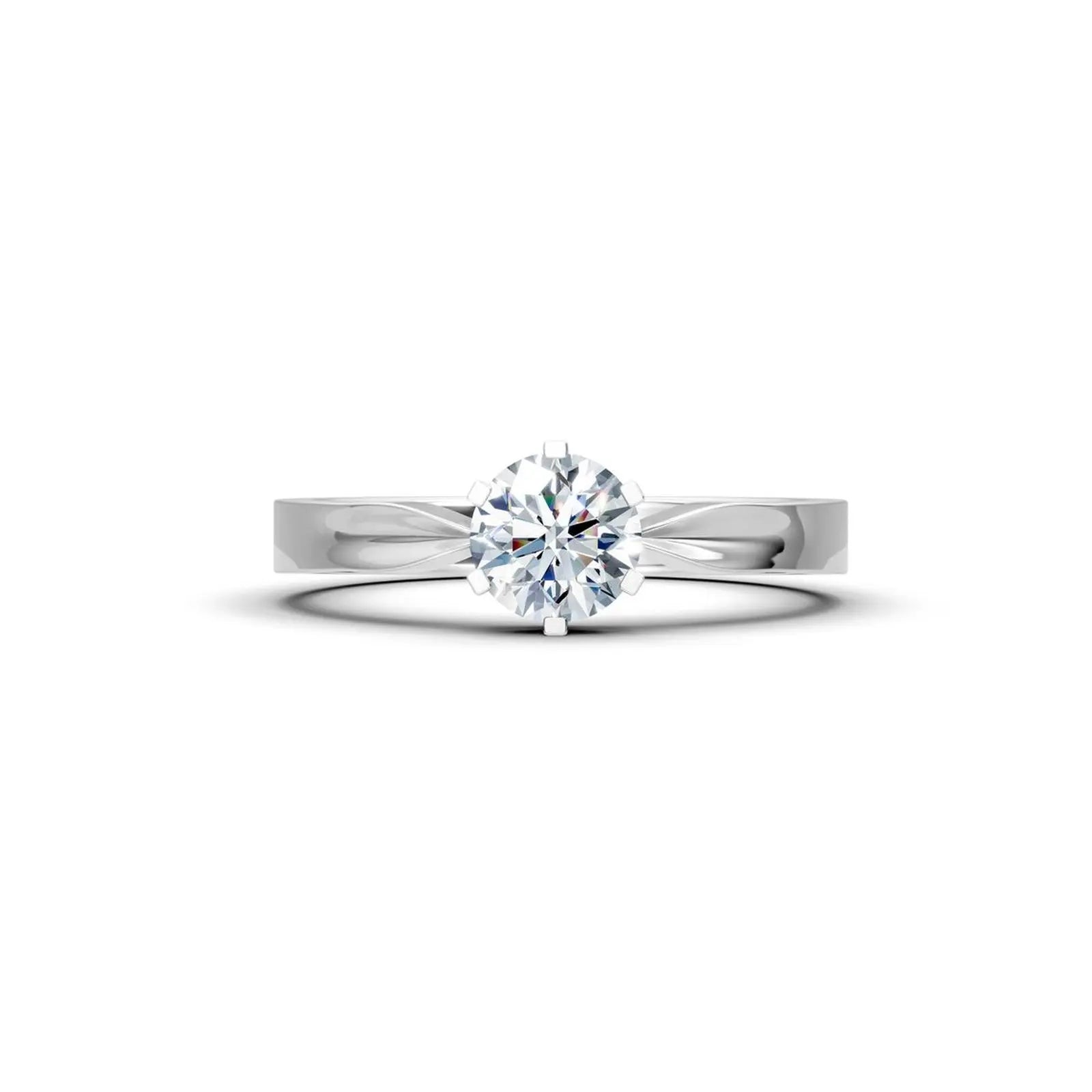 Six-Prong Round Diamond Engagement Ring with a Pinched Shank - Round