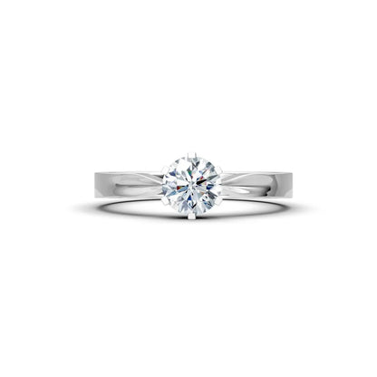 Six-Prong Round Diamond Engagement Ring with a Pinched Shank - Round