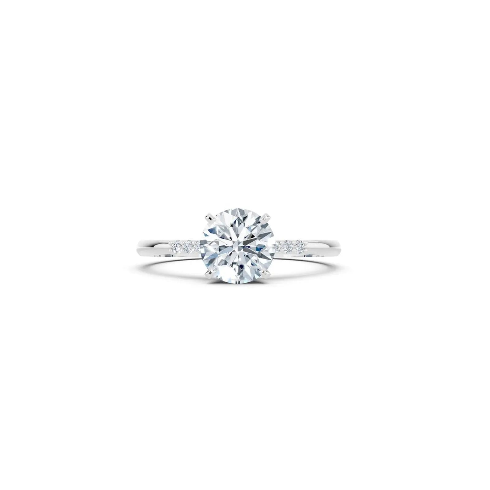 Diamond Accented Round Solitaire Engagement Ring - Round