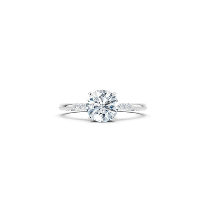 Diamond Accented Round Solitaire Engagement Ring - Round