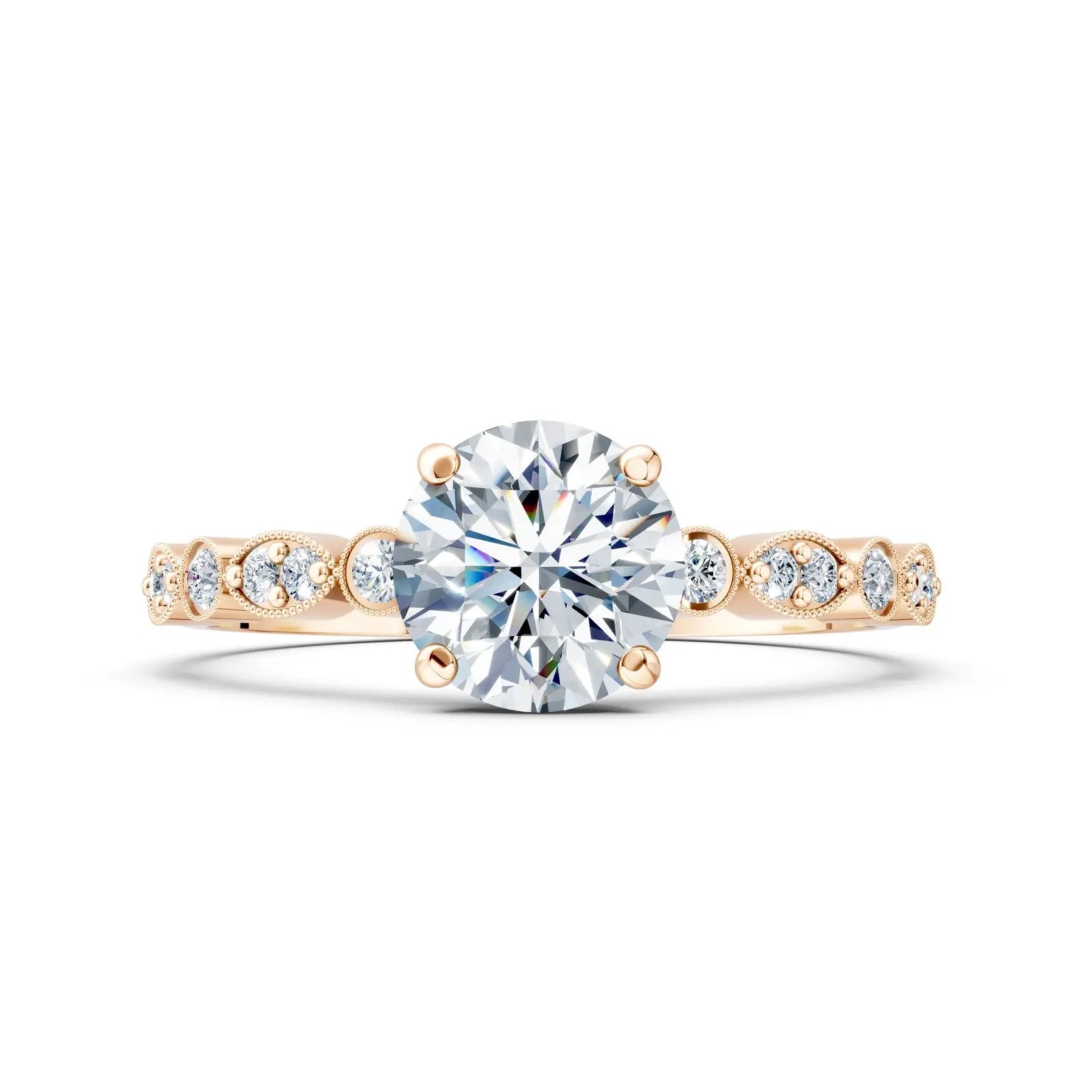 Round Diamond Art Deco Ring Forever For Love