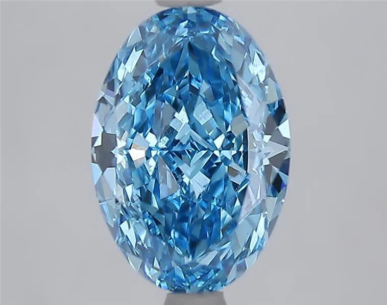 2.56ct Oval Lab Grown Diamond (Colour Fancy Vivid Blue, Clarity VVS2, IGI Certified)