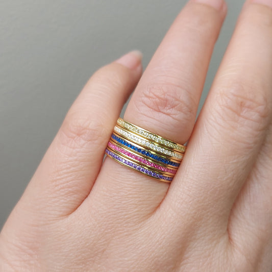 Natural Sapphire Gemstone Stacking Bands