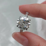 Round Diamond Hidden Halo Engagement Ring with Baguette Band Forever For Love