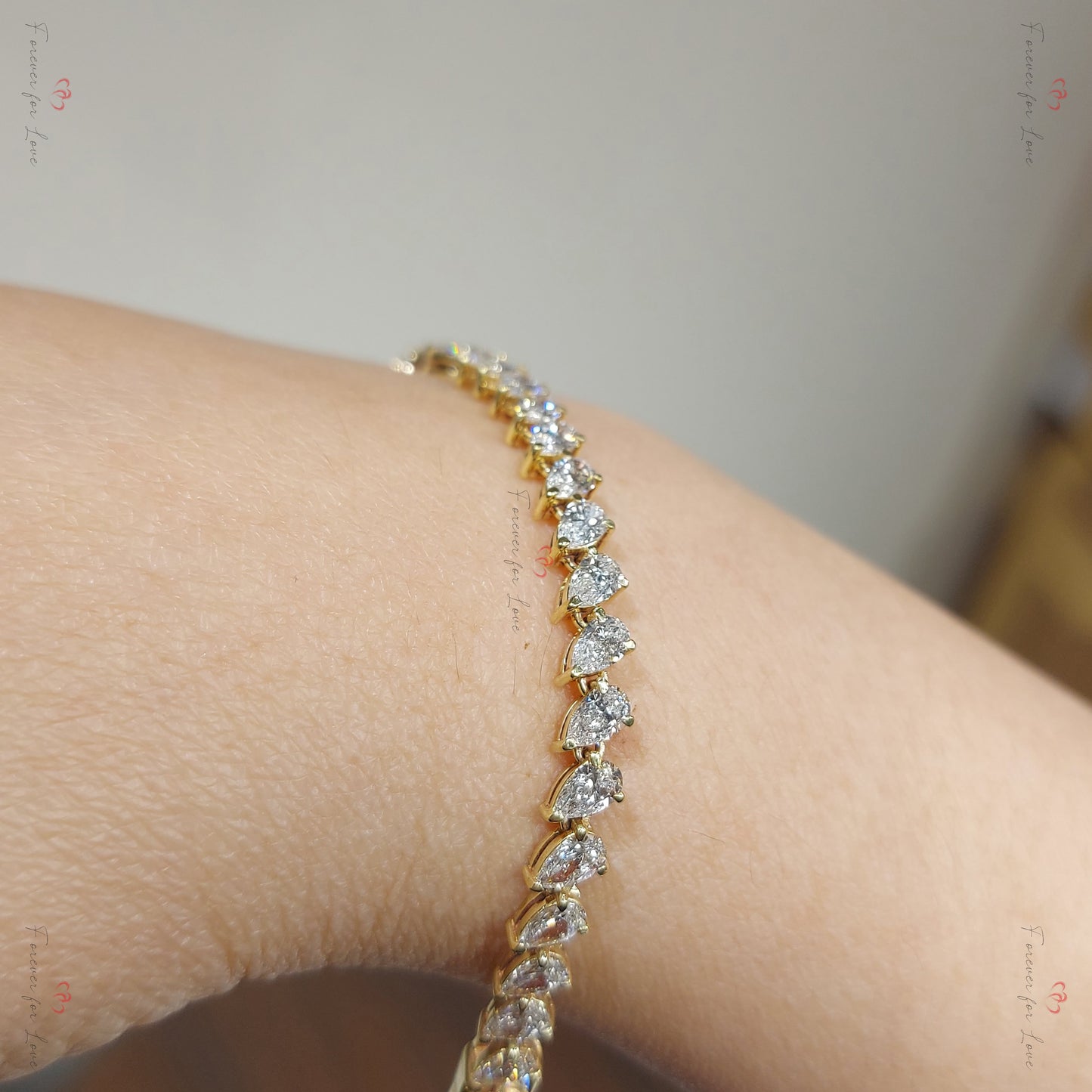 10ct Total Weight Pear Lab Diamond Bracelet