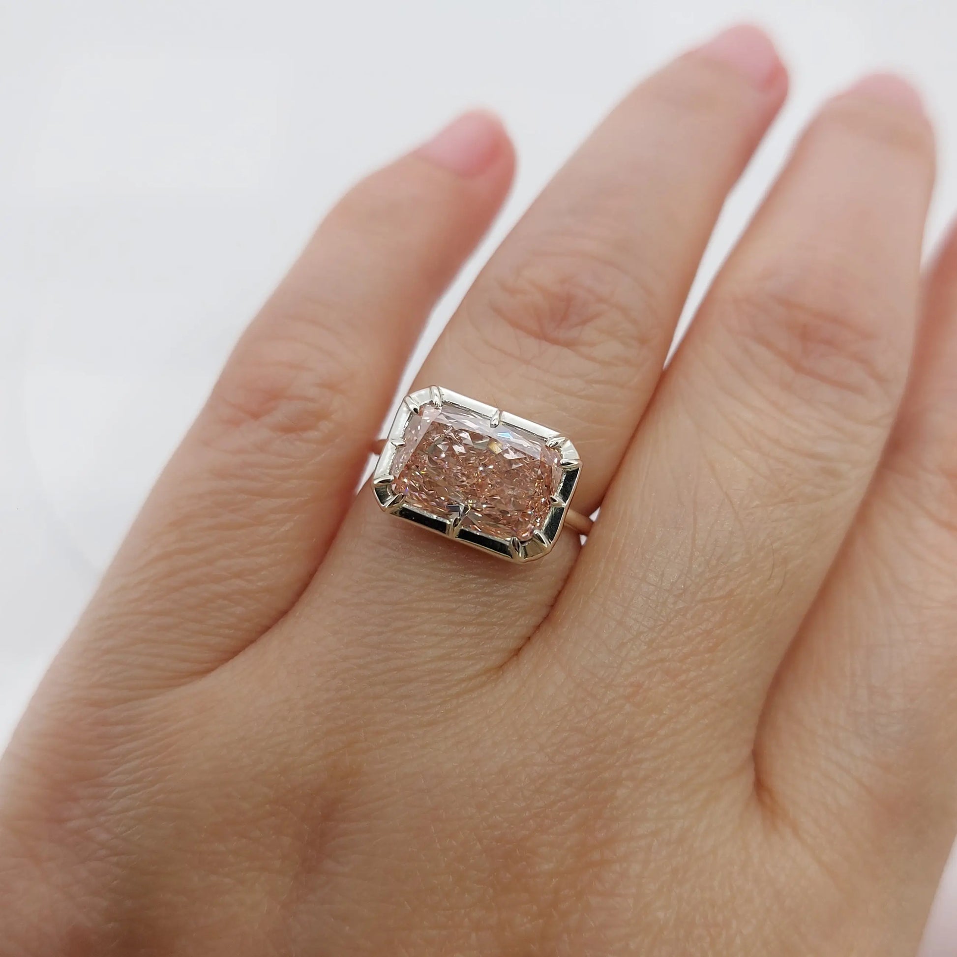 Rare Pink Cushion Cut Lab Grown Diamond Engagement Ring IGI Certified Forever For Love