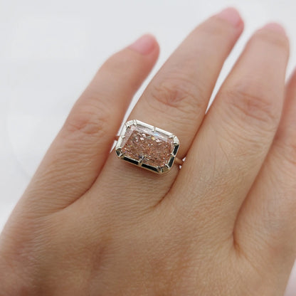 Rare Pink Cushion Cut Lab Grown Diamond Engagement Ring IGI Certified Forever For Love