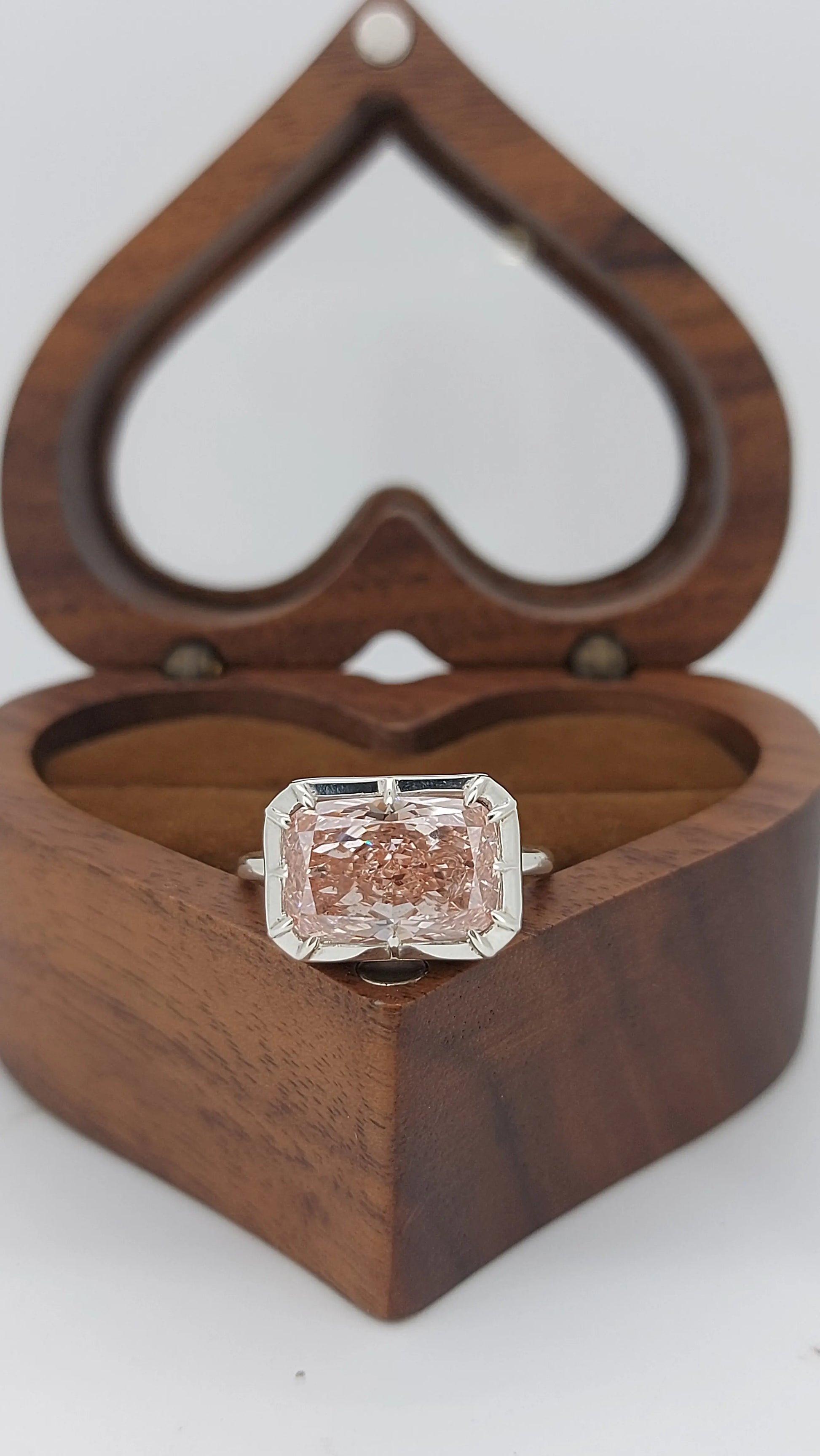 Rare Pink Cushion Cut Lab Grown Diamond Engagement Ring IGI Certified Forever For Love