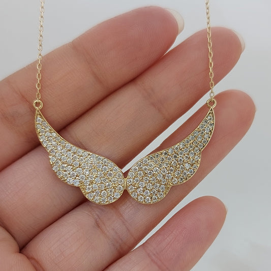 The Seraphina Wings | Diamond Pavé Double Wing Necklace | Gift for Her Forever For Love
