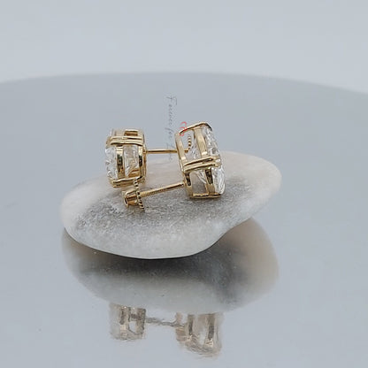 4 Carat Oval Cut Lab Grown Diamond Stud Earrings: 14K Yellow Gold Forever For Love