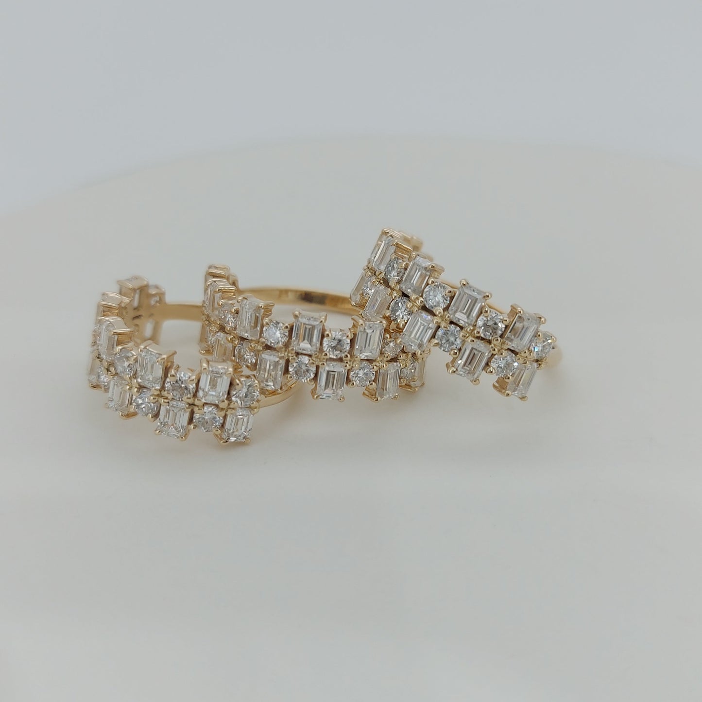 Baguette Cut Lab Grown Diamond in solid gold/platinum Band half  Eternity Band Forever For Love