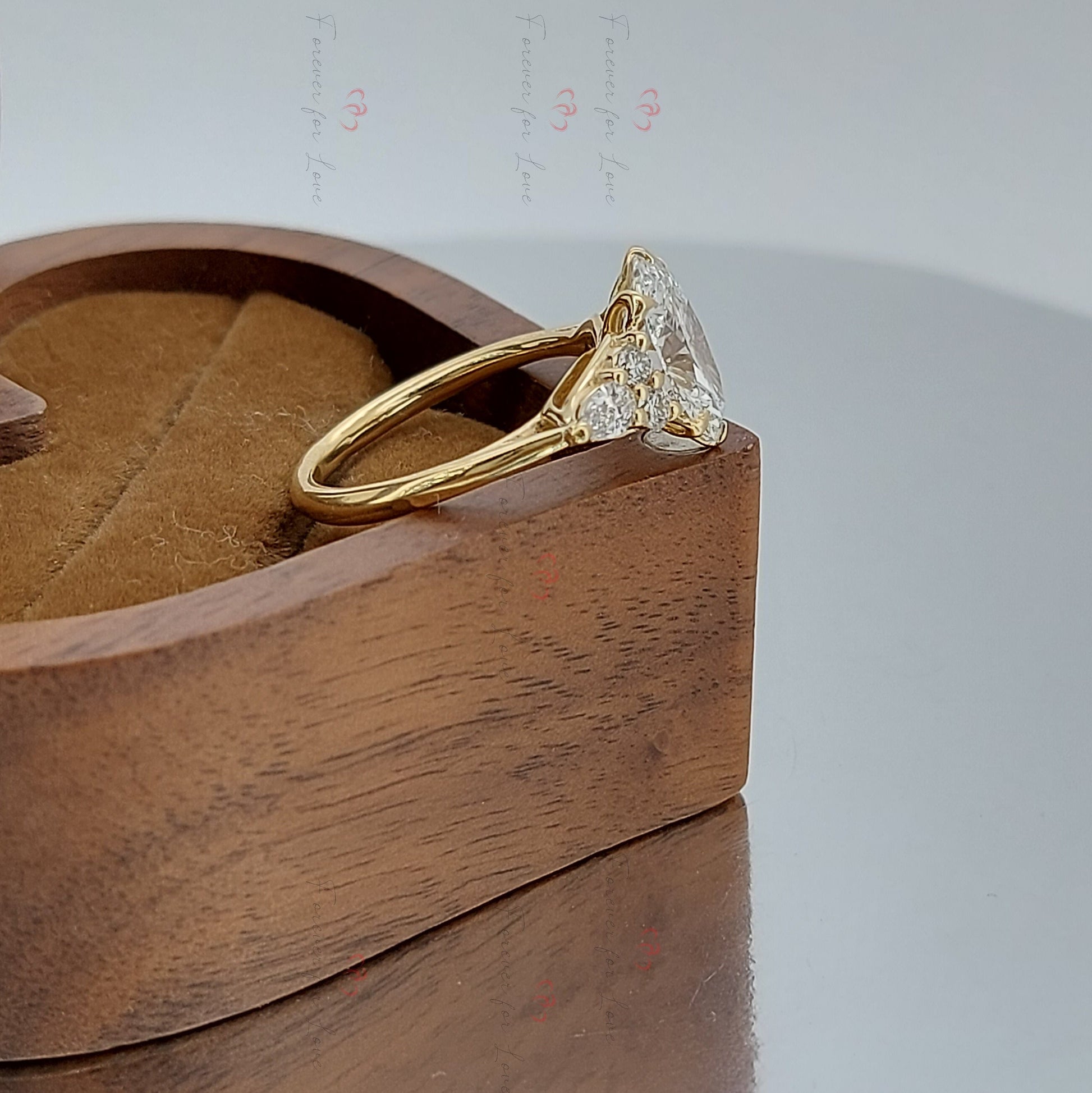 1.5 Carats  Oval Diamond engagement ring unique Cluster Yellow gold engagement ring Forever For Love