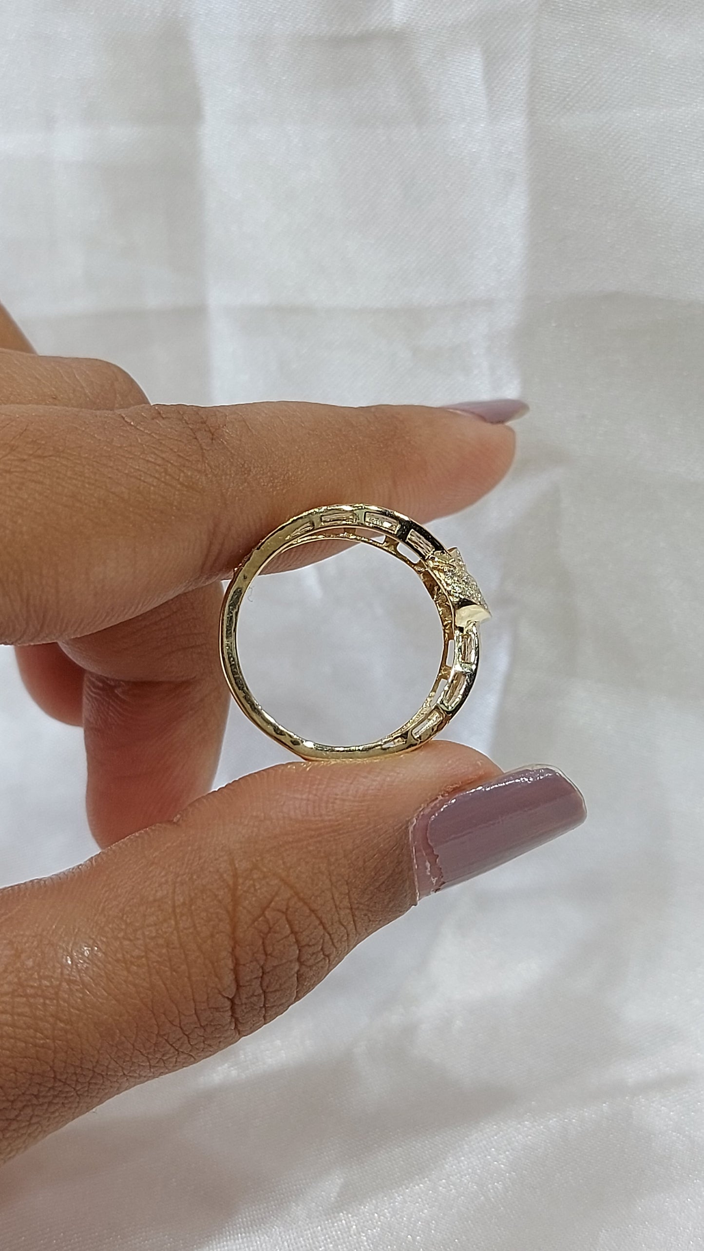 14k Solid Gold Double Knot Ring, Wedding Band Women, Moissanite Ring Dainty Forever For Love