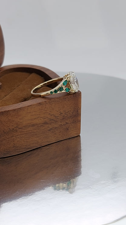 1.0 Carat E , IGI Certified Lab Grown Oval Cut Diamond Ring, Vintage Emerald Diamond Band Forever For Love