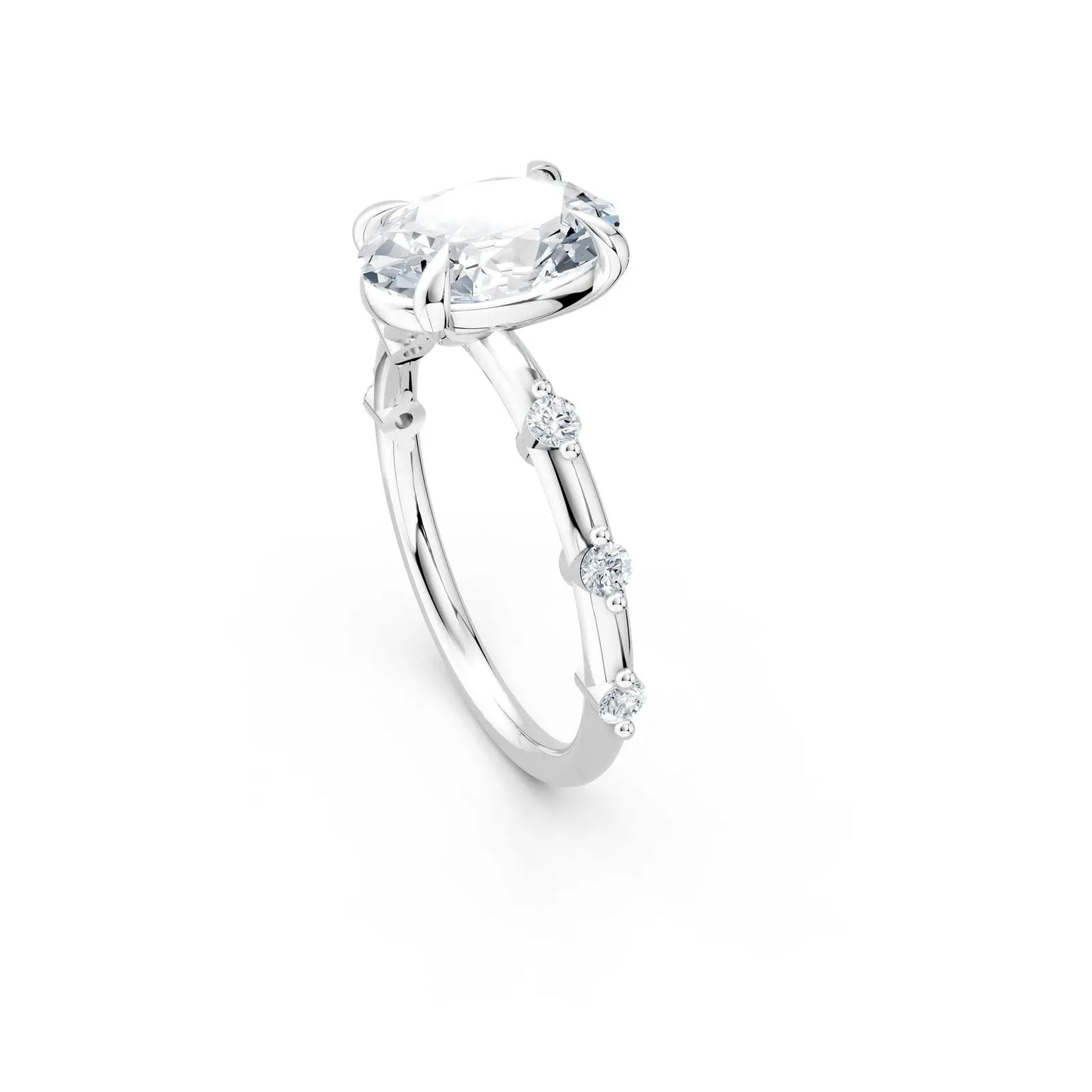 Oval Diamond Engagement Ring with Floating Pave Band Forever For Love