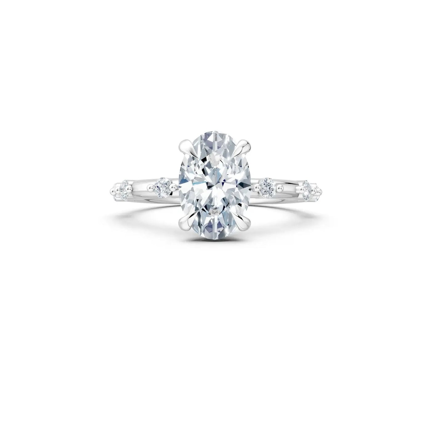 Oval Diamond Engagement Ring with Floating Pave Band Forever For Love