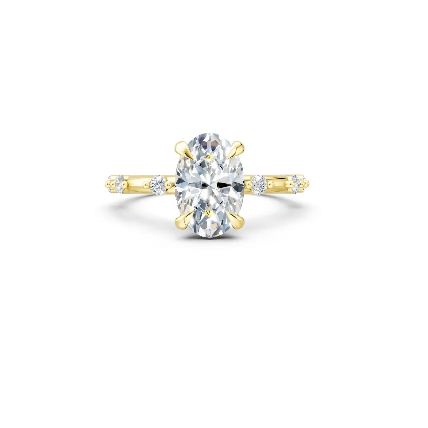 Oval Diamond Engagement Ring with Floating Pave Band Forever For Love