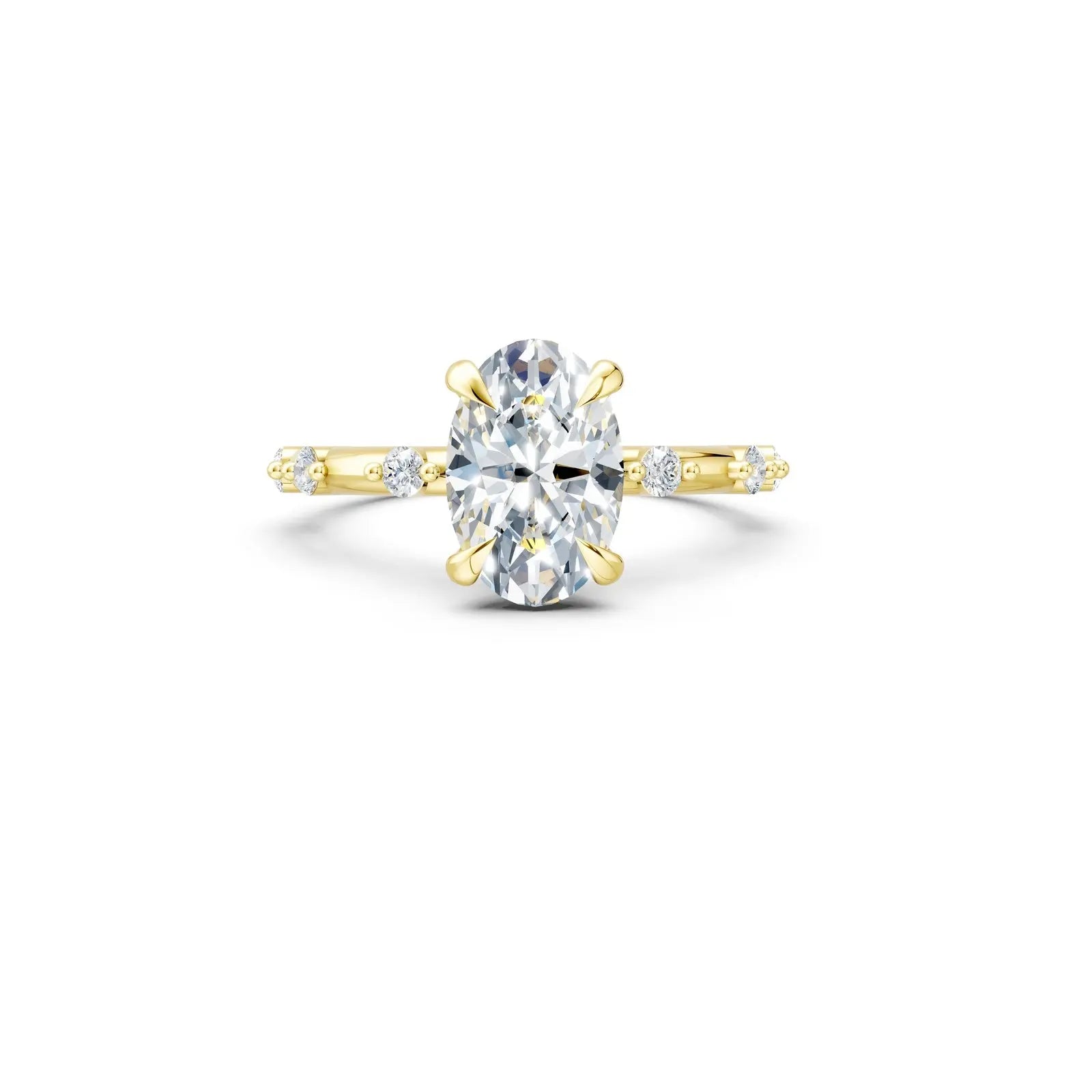 Oval Diamond Engagement Ring with Floating Pave Band Forever For Love
