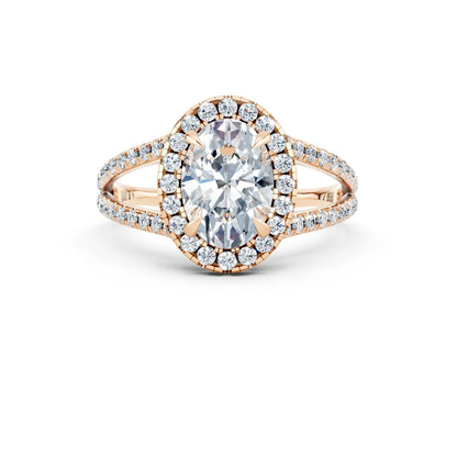 Oval Fancy Halo Ring with Split Pave Band Forever For Love
