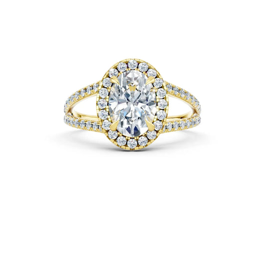 Oval Fancy Halo Ring with Split Pave Band Forever For Love