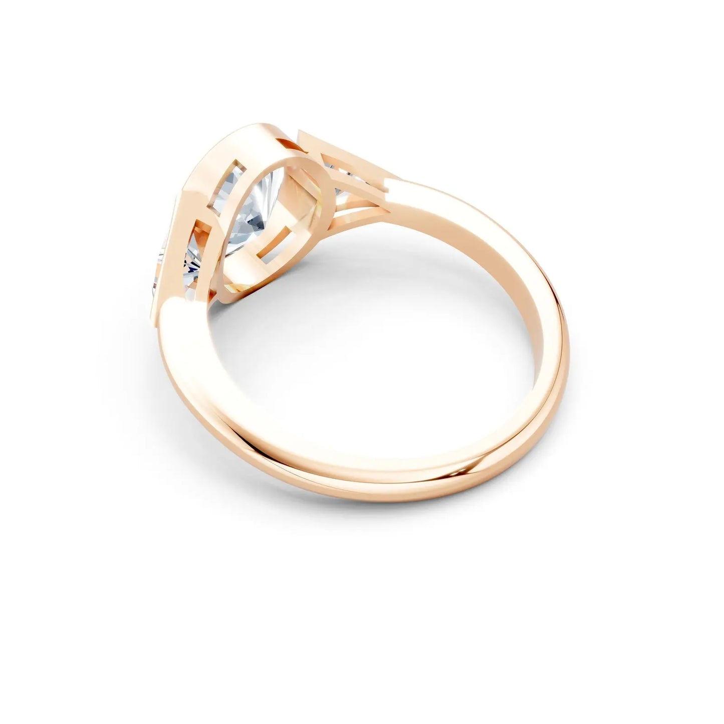 Bezel Setting Three-Stone Oval Engagement Ring Forever For Love