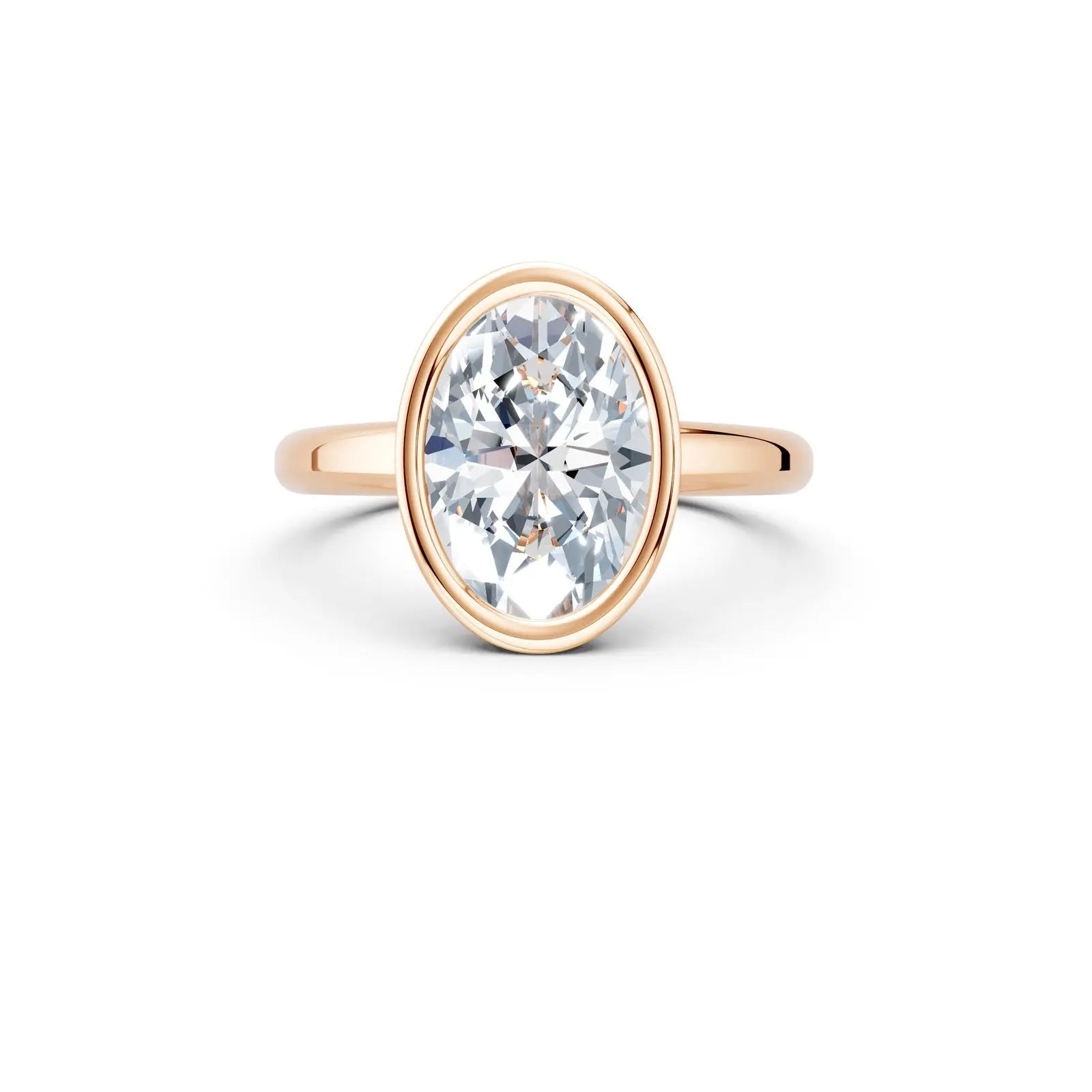 Oval Diamond Engagement Ring with Bezel Setting Forever For Love