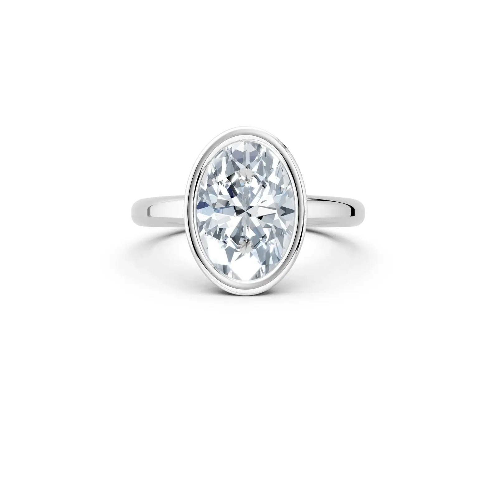 Oval Diamond Engagement Ring with Bezel Setting Forever For Love
