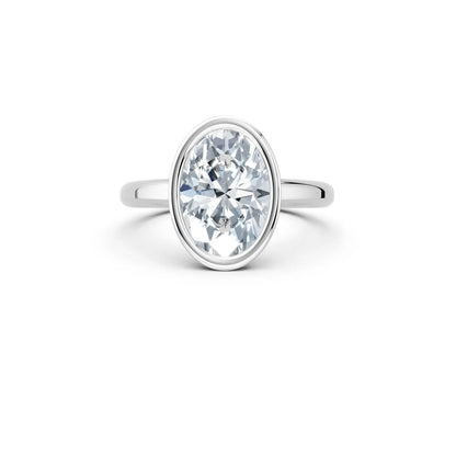 Oval Diamond Engagement Ring with Bezel Setting Forever For Love