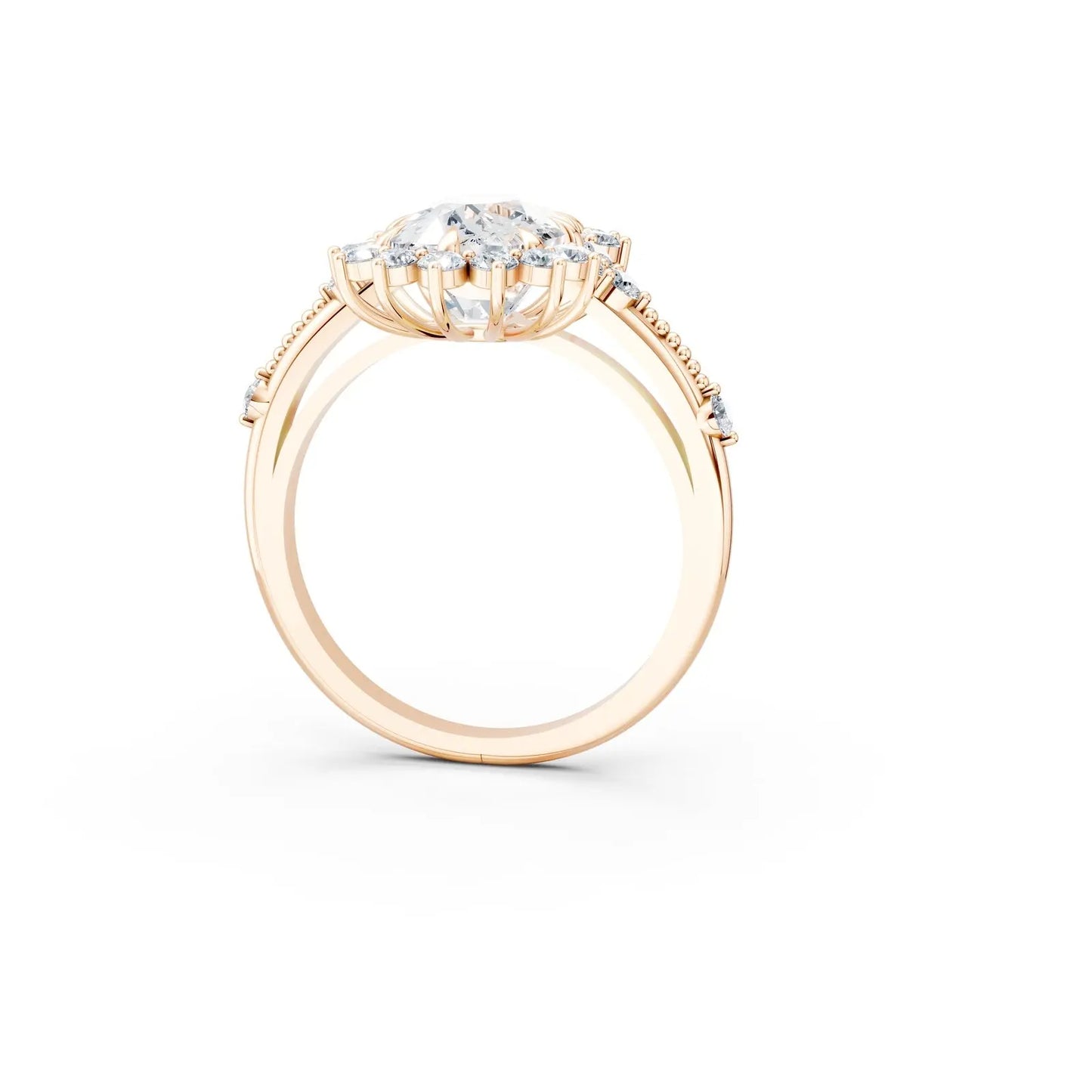 Custom Cushion-Cut Floral Halo Engagement Ring Forever For Love