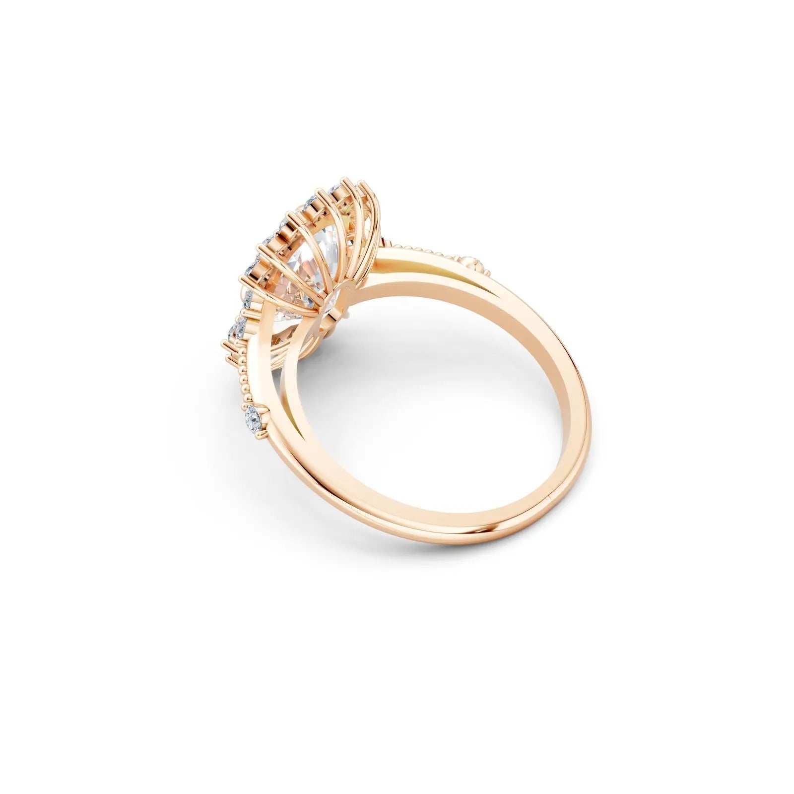 Custom Cushion-Cut Floral Halo Engagement Ring Forever For Love