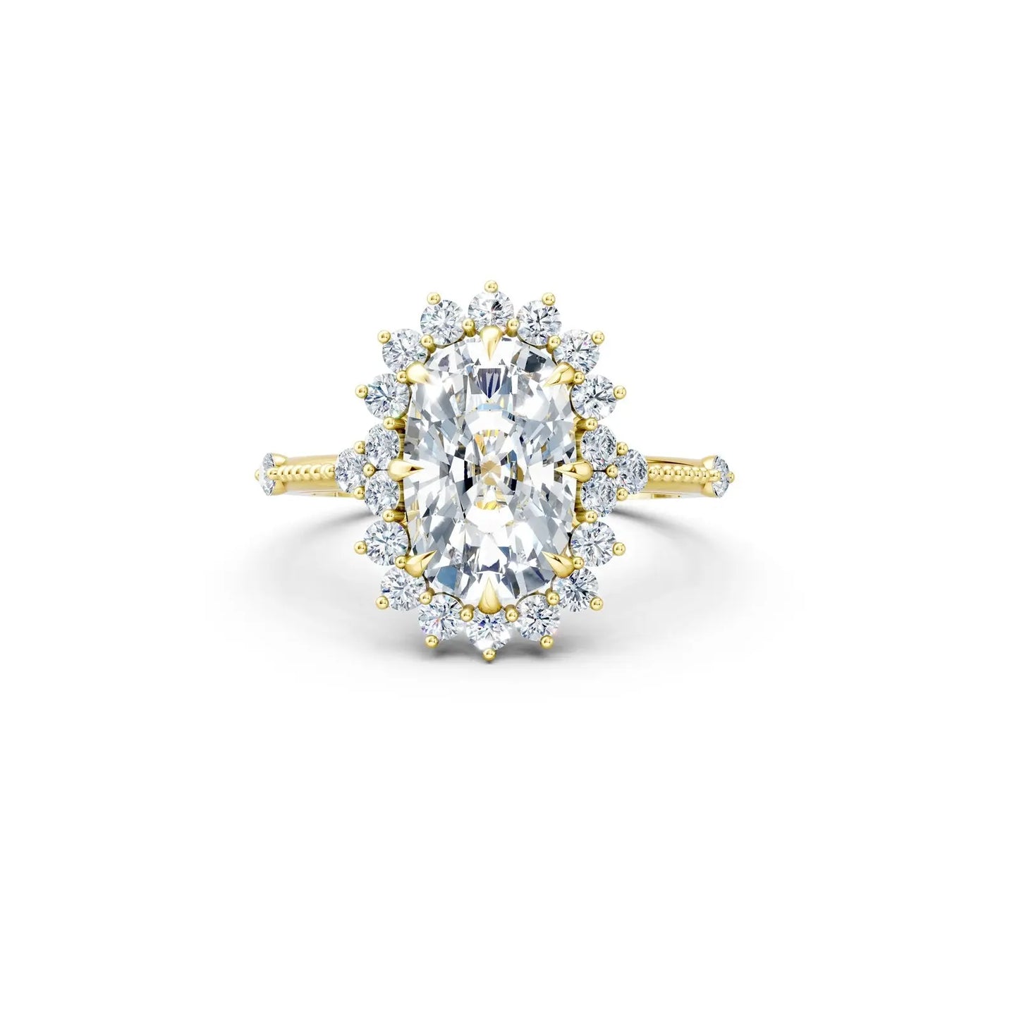 Custom Cushion-Cut Floral Halo Engagement Ring Forever For Love