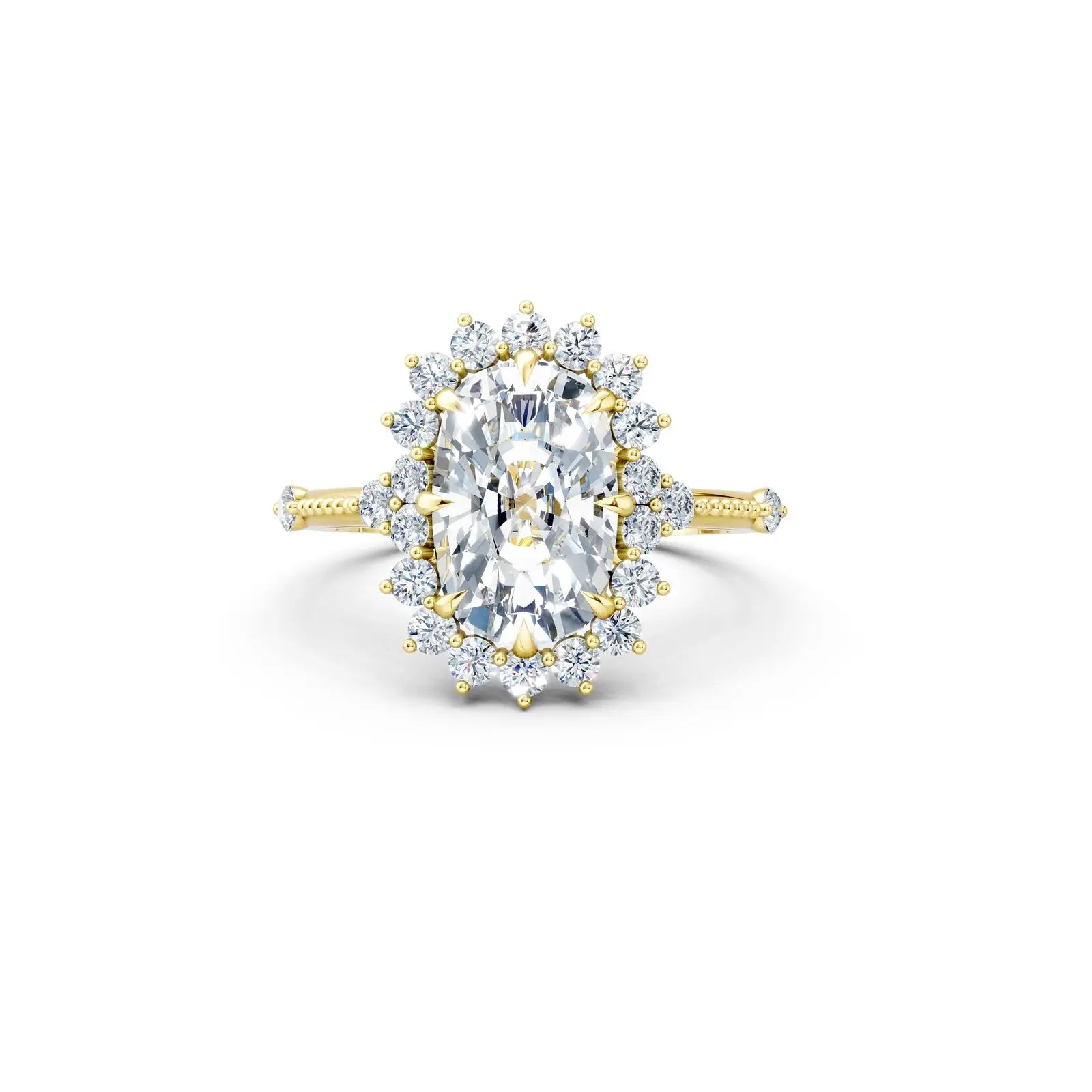 Custom Cushion-Cut Floral Halo Engagement Ring Forever For Love