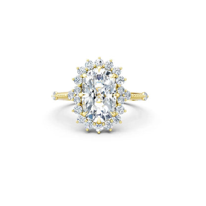 Custom Cushion-Cut Floral Halo Engagement Ring Forever For Love
