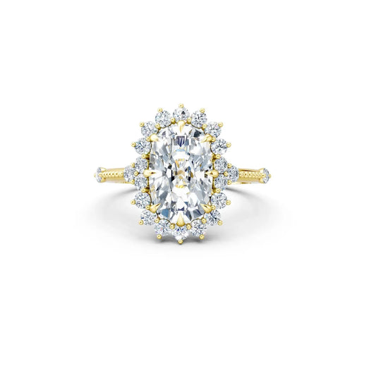 Custom Cushion-Cut Floral Halo Engagement Ring Forever For Love