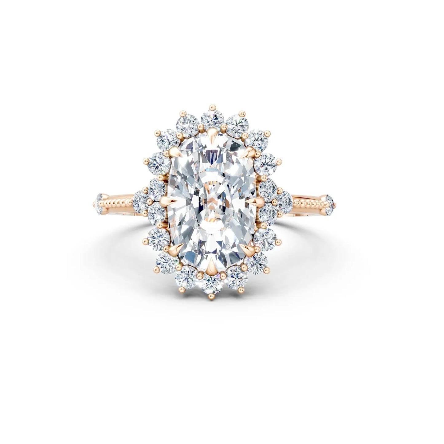 Custom Cushion-Cut Floral Halo Engagement Ring Forever For Love