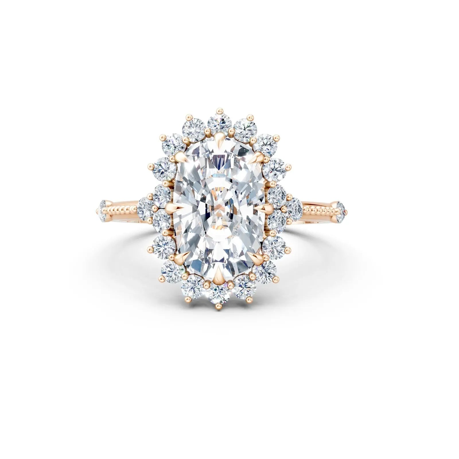 Custom Cushion-Cut Floral Halo Engagement Ring Forever For Love