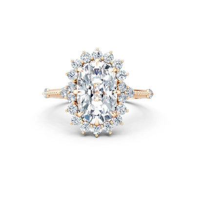 Custom Cushion-Cut Floral Halo Engagement Ring Forever For Love