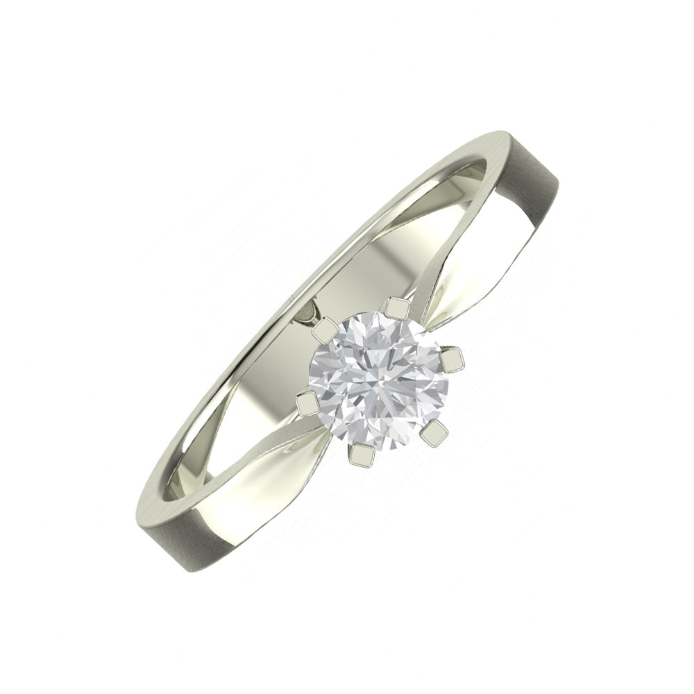 Bague classique avec diamant rond naturel de 0,50 carat