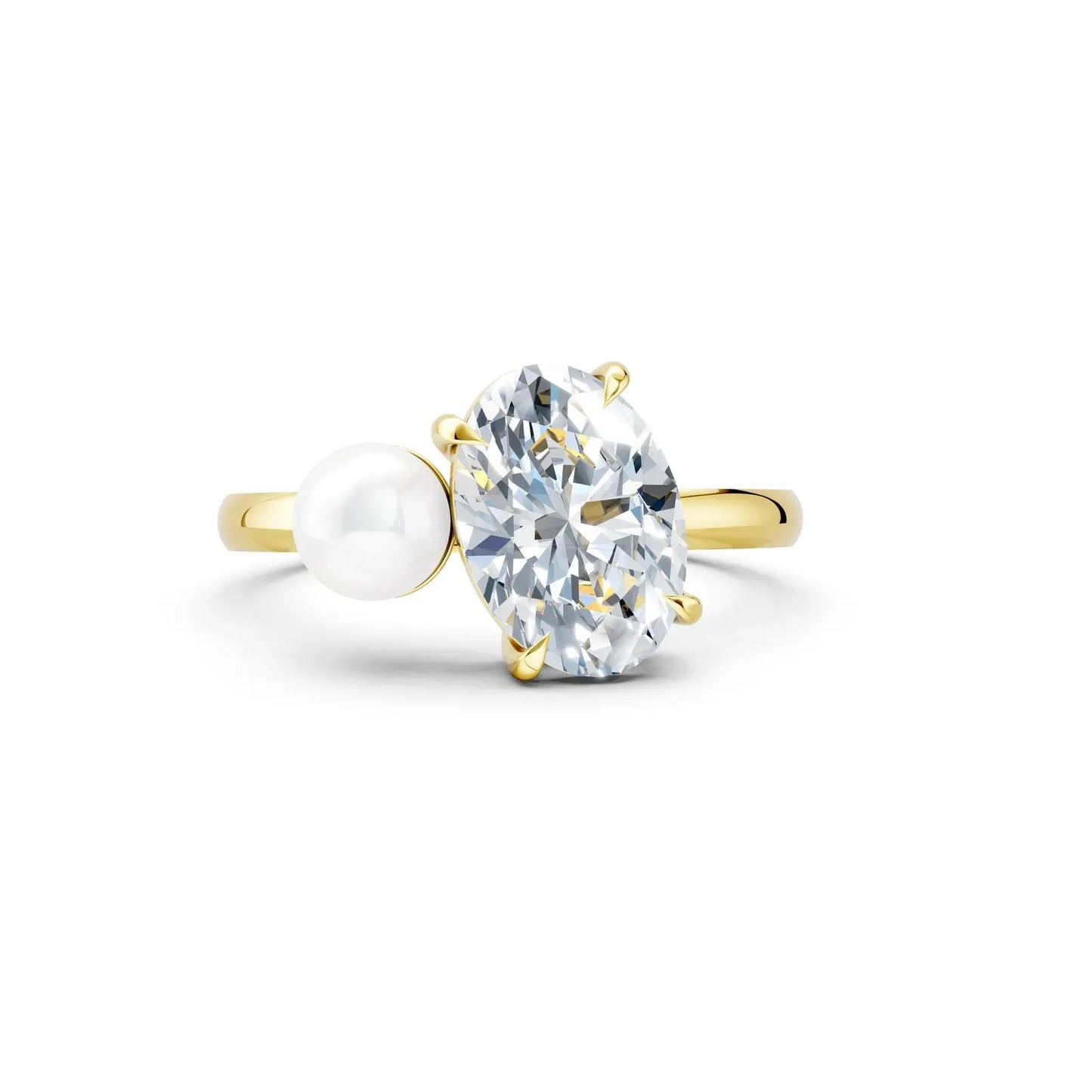 Oval Diamond and Pearl Ring – Vintage Elegance Forever For Love