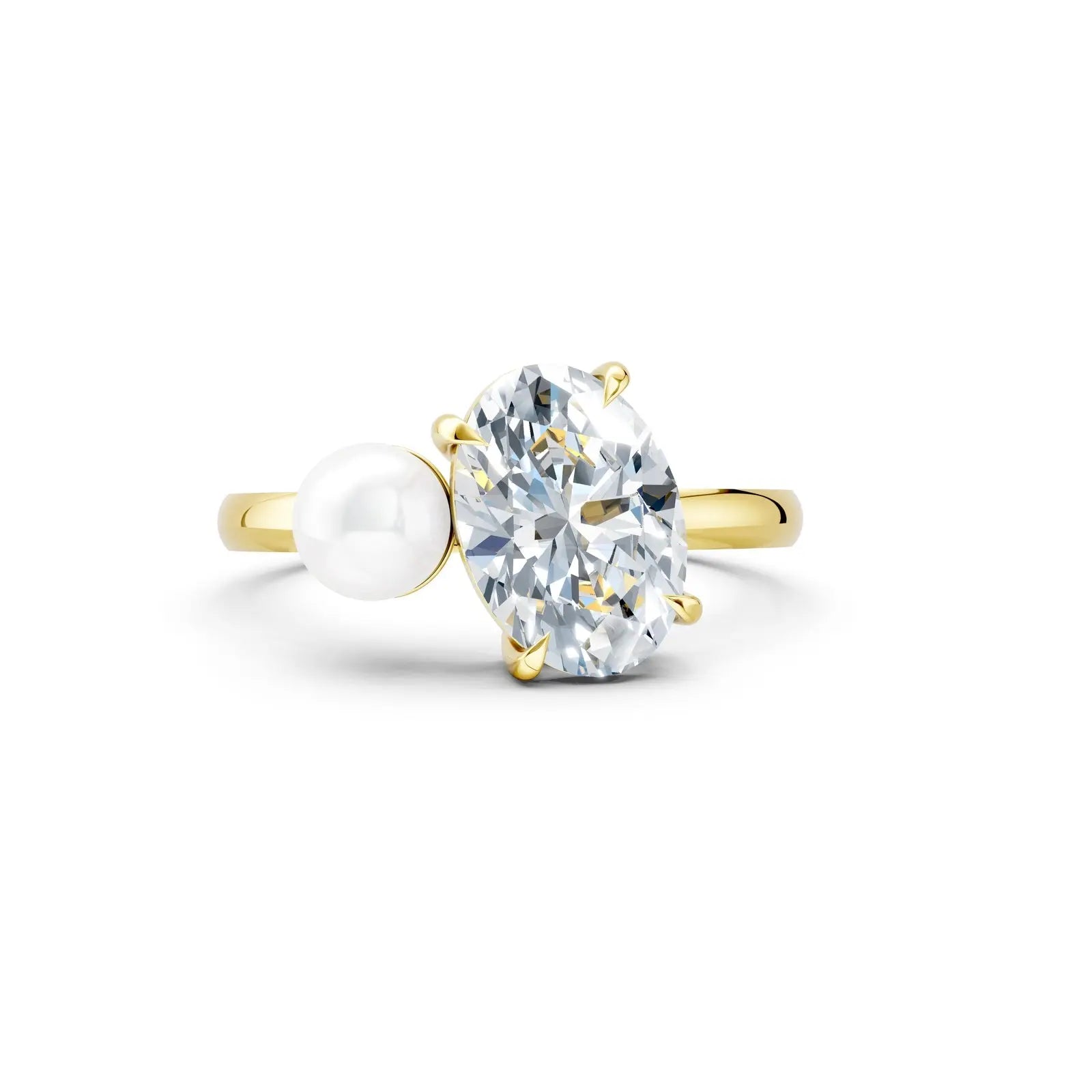 Oval Diamond and Pearl Ring – Vintage Elegance Forever For Love