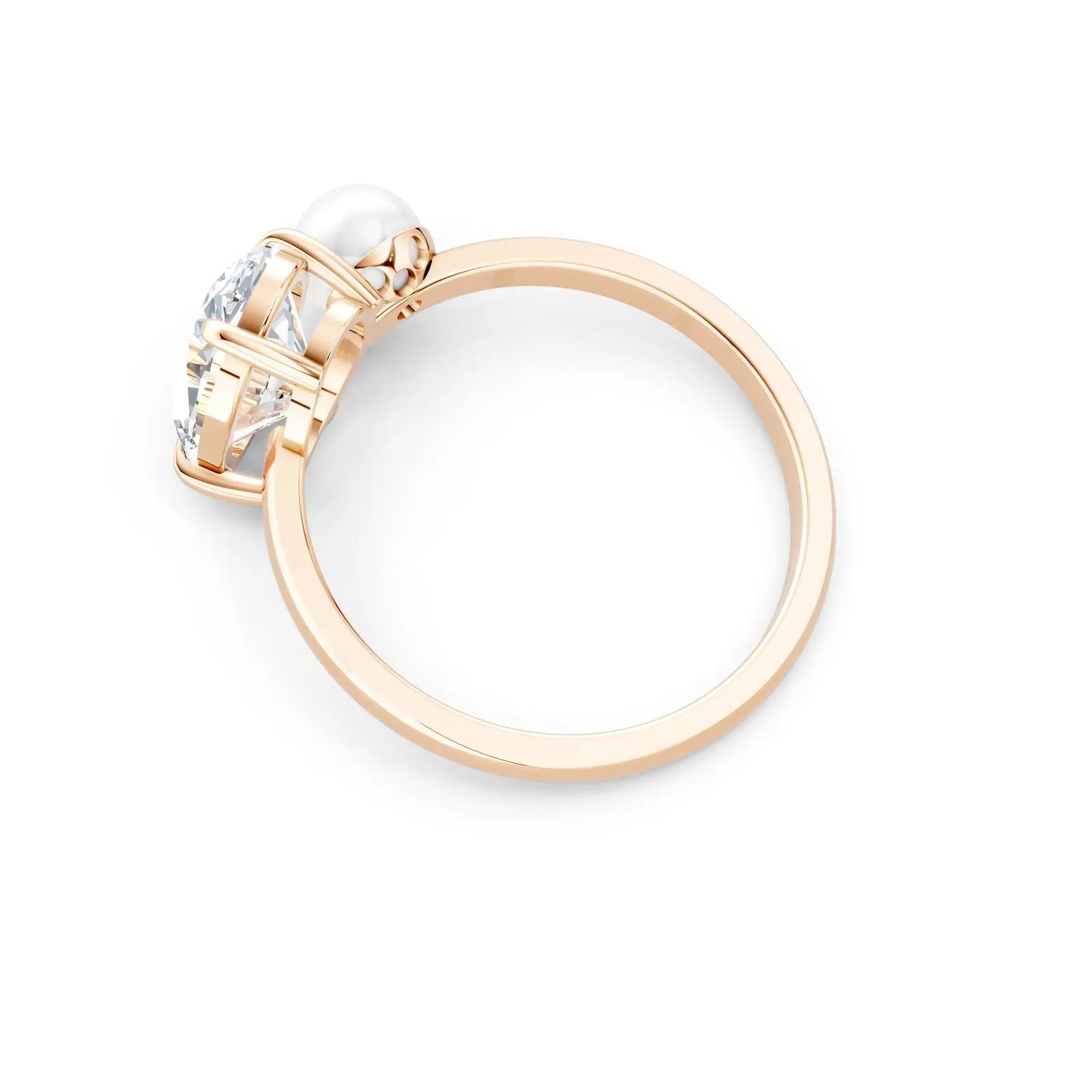 Oval Diamond and Pearl Ring – Vintage Elegance Forever For Love