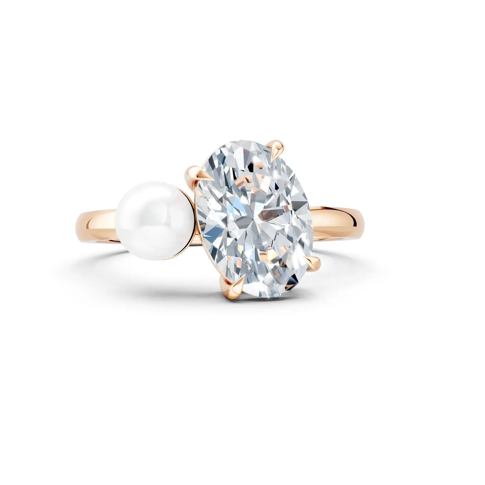 Oval Diamond and Pearl Ring – Vintage Elegance Forever For Love