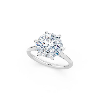 6-Prong Round Diamond Ring with Halo Prong Forever For Love