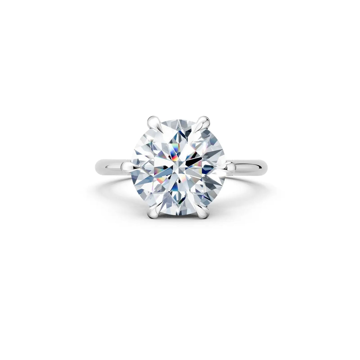 6-Prong Round Diamond Ring with Halo Prong Forever For Love