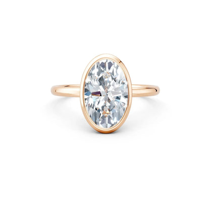Oval Bezel-Set Diamond Engagement Ring Forever For Love